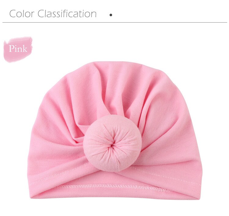 Ankomster babymössor donut bebe turban huva solid knuten keps unisex bomull mjuk söt hattar barn flickor pojke mössor keps: Rosa