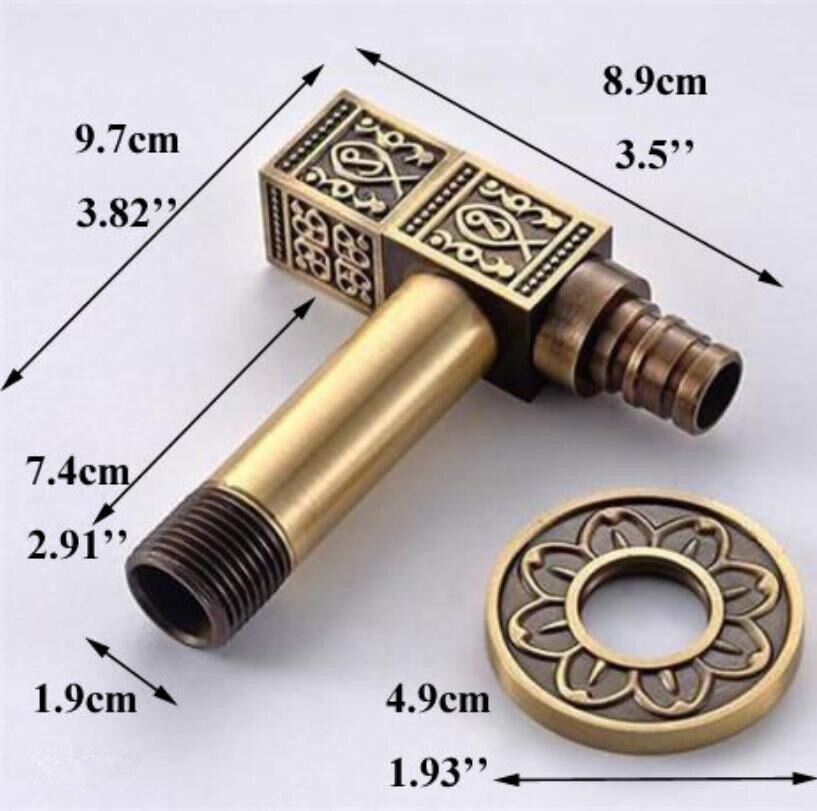 Antique Brass Carved Washing Machine Tap Single Cold Water Laundry Sink Faucet