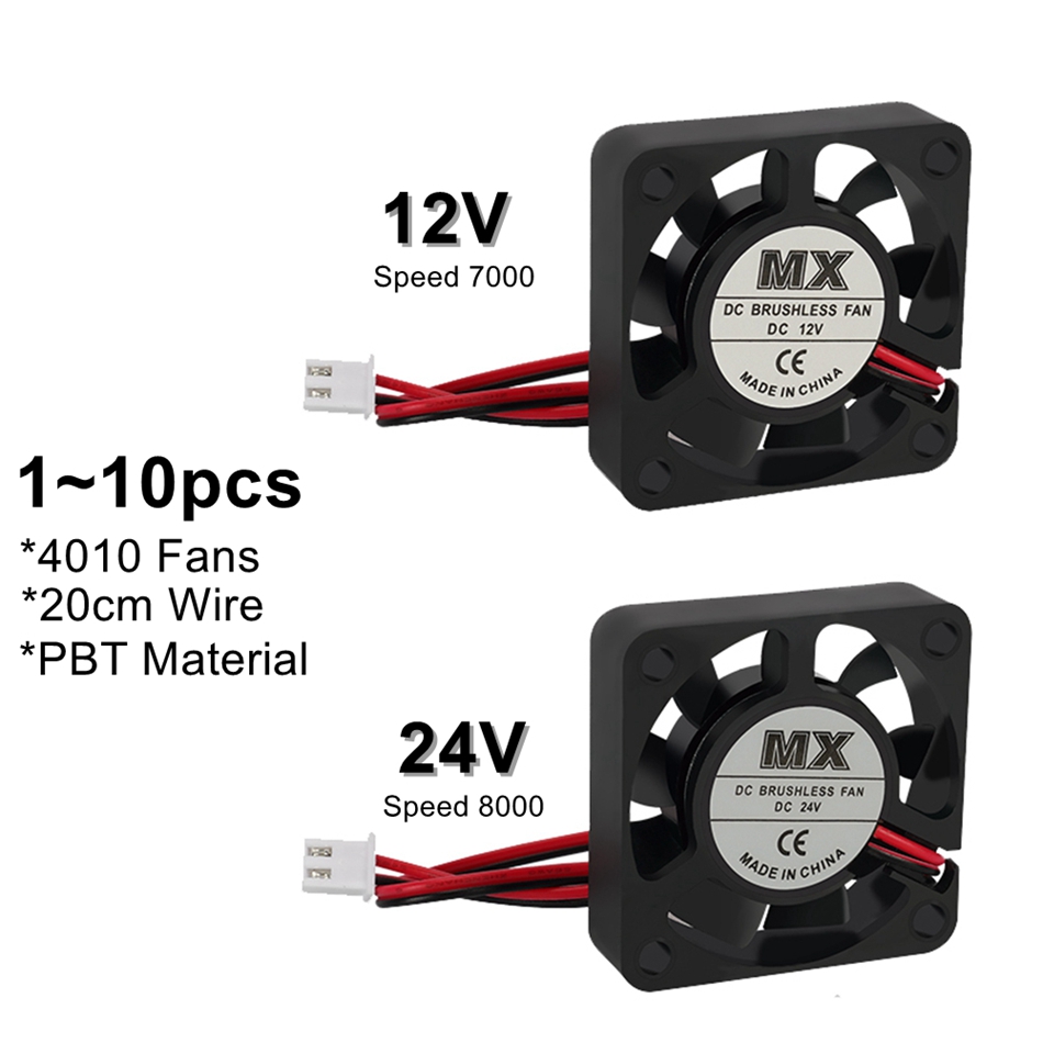 1~10pcs 3D Printer Cooling Fan 4010 DC 24V 12V Blower 40X40 X 10mm Hydraulic Bearing Brushless, 3D Printer Cooler Fan