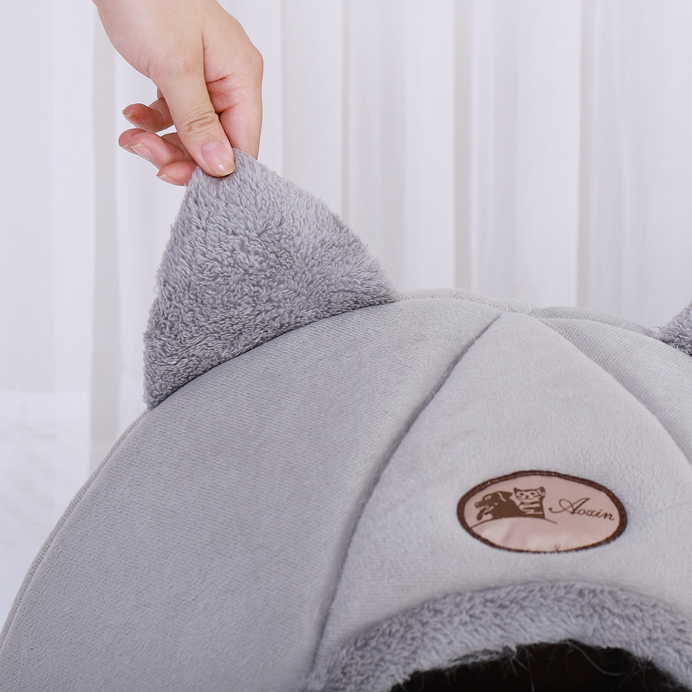Zachte Pet Cat Bed Huis Warm Huisdier Bed Cave Tent met Afneembare Kussen Winter Slapen Huisdier Pad Nest Katten Producten