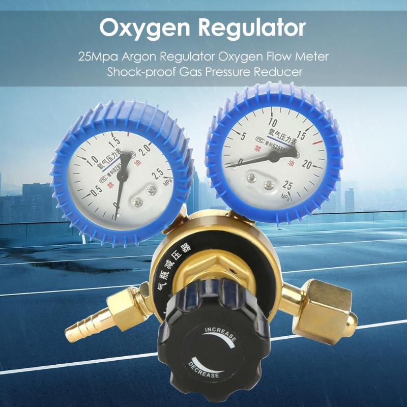 0-25Mpa Argon Lassen Regulator Uitstekende Metalen Zuurstof Flowmeter Shock-proof Gas Drukregulerende Stabiele Uitlaatdruk