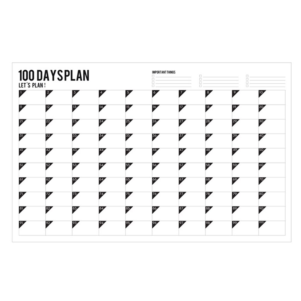 100-day Monthly Calendar Sticker Wall Annual Schedule Plan Planner Memo Organiser Planner Calendar Planers 70x45cm