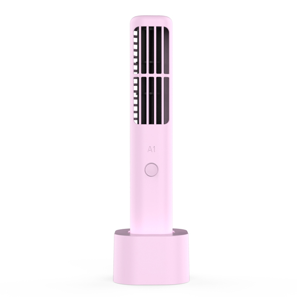 Usb vertikal fläkt utan blad utan handhållen luftkonditionering fläkt kylfläkt för hemmakontor sommarfläktapparater: Rosa