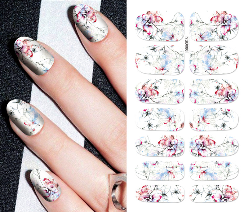 DIY Ster Magische Bloem Wijnstok Nail Water Sticker Nail Art Tips Valse Doodskist Nagels Art Tips Platte Vorm Manicure Nep nail Tips Ns-19