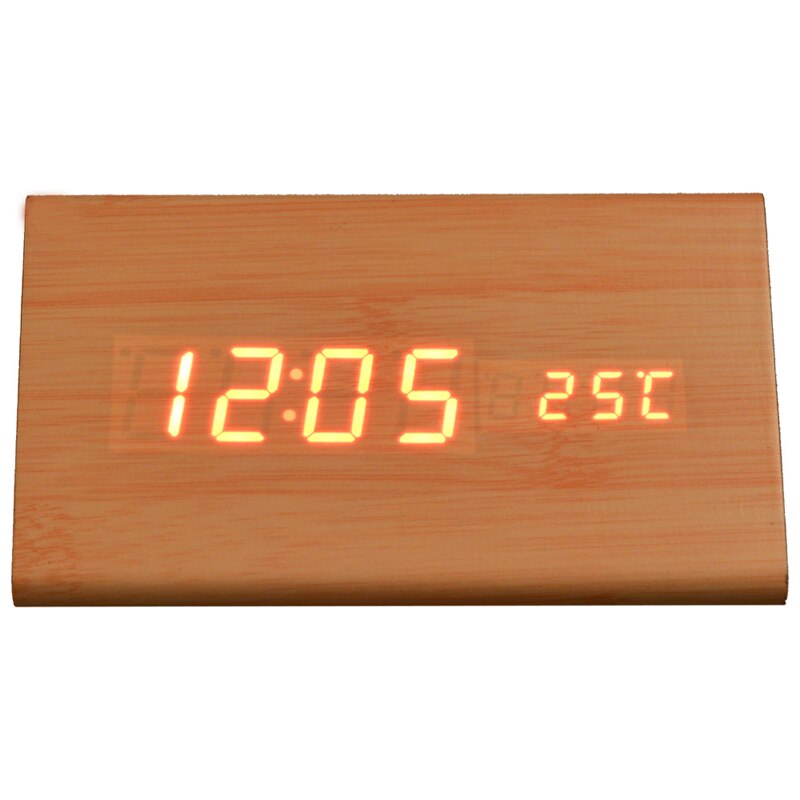 TIMESS USB Clocks LED Wooden Alarm Clock Watch Table Voice Control Digital Wood Electronic Desktop Table Decor Clock 2022: 4