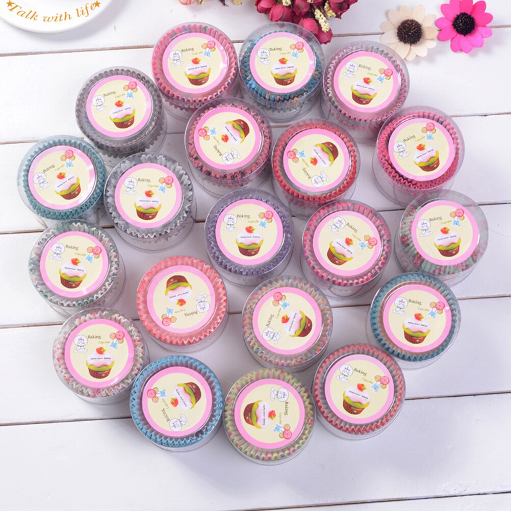 100Pcs Kleurrijke Papier Taart Cupcake Liner Bakken Muffin Box Cup Case Party Tray Cakevorm Decorating Cupcake papier Gereedschap