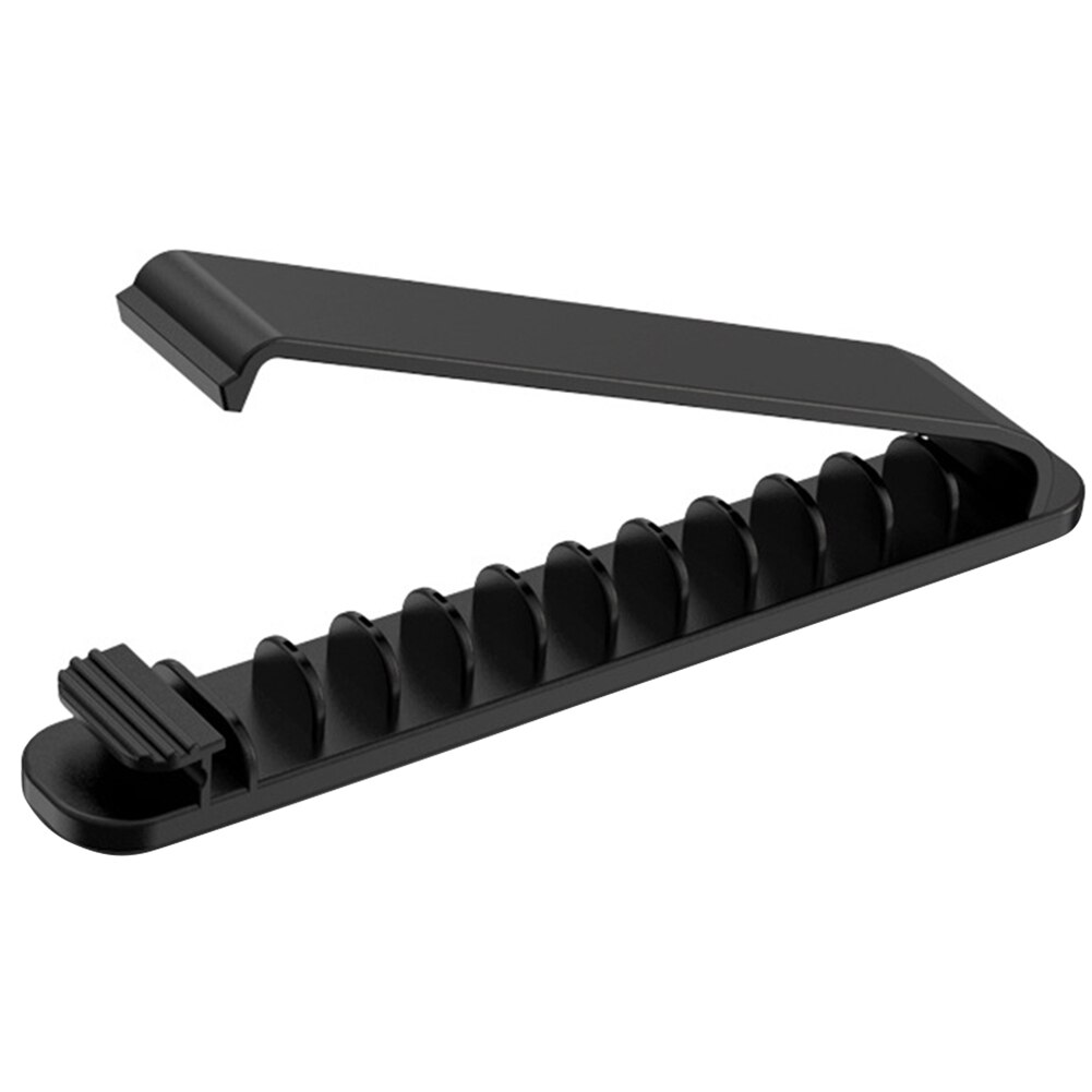 Kabelclip oortelefoon opbergsysteem draadorganizer houder snoerbeheer nachtkastje 11 sleuven opwindbaar bureau plakkerig gereedschap thuiskantoor: Zwart