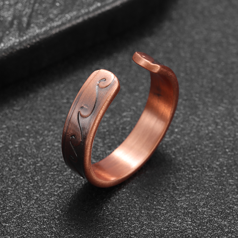 Anillo magnético con apertura de cobre ondulado a la Retro, accesorios de joyería Retro multifuncionales para hombres y mujeres