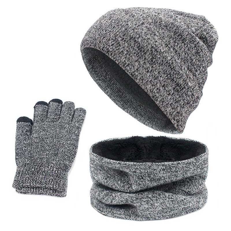 Pluss fløyels skjerf lue hanskesett varme luer berøringsskjerm hansker lue dame hansker sett luer gorras hombre panser caps menn: 3