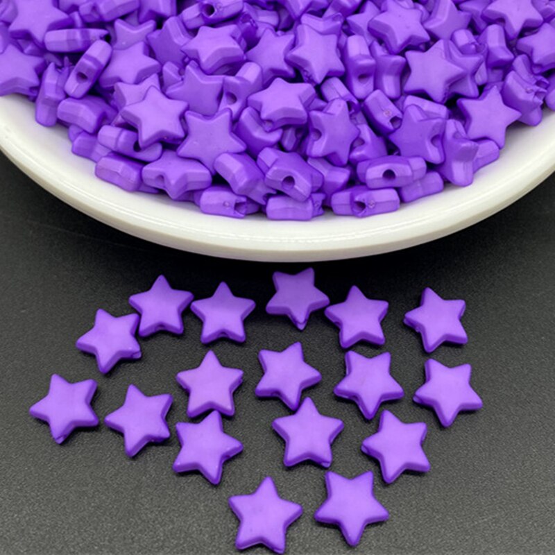 100 unids/lote 9mm cuentas acrílicas con forma de estrella de Color puro espaciador suelto para hacer joyería colgante collar pulsera hecha a mano DIY: Gris