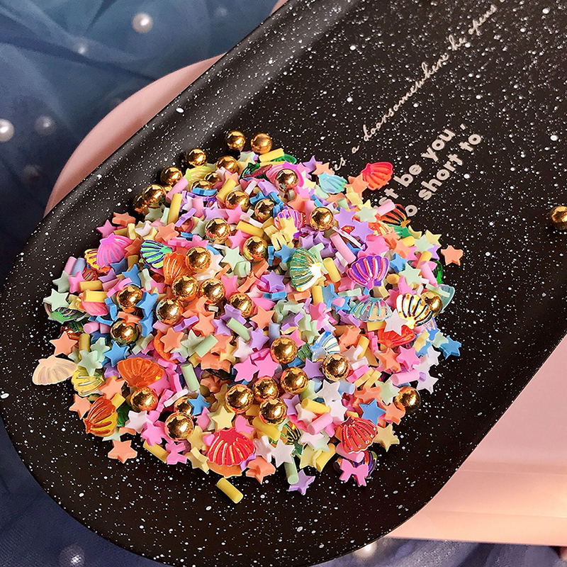 Boxi10g Polymer Ton Schleim Zusatzstoffe Liefert Blume Sterne Herzen Scheibe Richt DIY Streusel Für Klare Schleim Ton: Multi-color F 10g