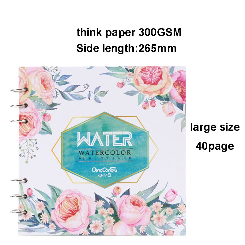 Spiral Notebook for watercolor painting sketchbook 40pages blank paper 300GSM Loose leaf Diary Office School supplies Stationery: 7