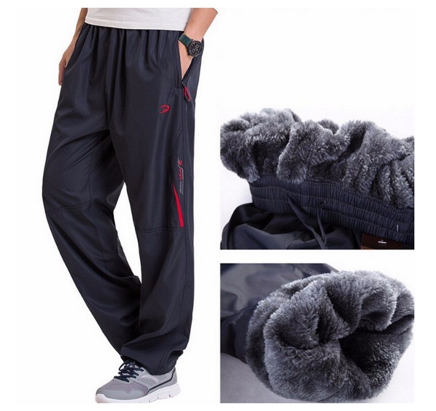 Sportkläder utomhus mäns vinter fritidsbyxor män fritids träningsbyxor byxor baggy fleece supervarma byxor plus size 4xl 5xl 6xl: 6xl / Blå -k34