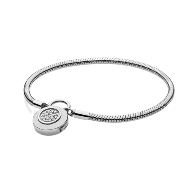 Real 100% Plata de Ley 925 pan pulsera de amor pulsera de corazón con cristales para las mujeres Fit Original DIY joyería de encanto: Silver bracelet 2 / 17 cm