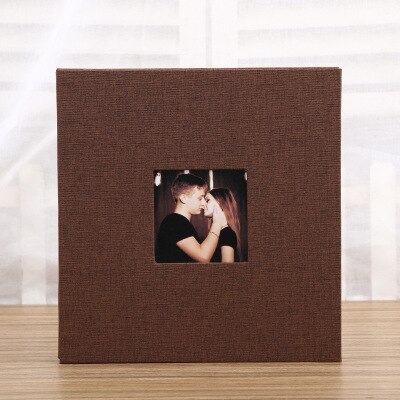 16 inch 20 page linen self-adhesive photo album diy antique wedding photo scrapbook album memory classic photo album: Brown