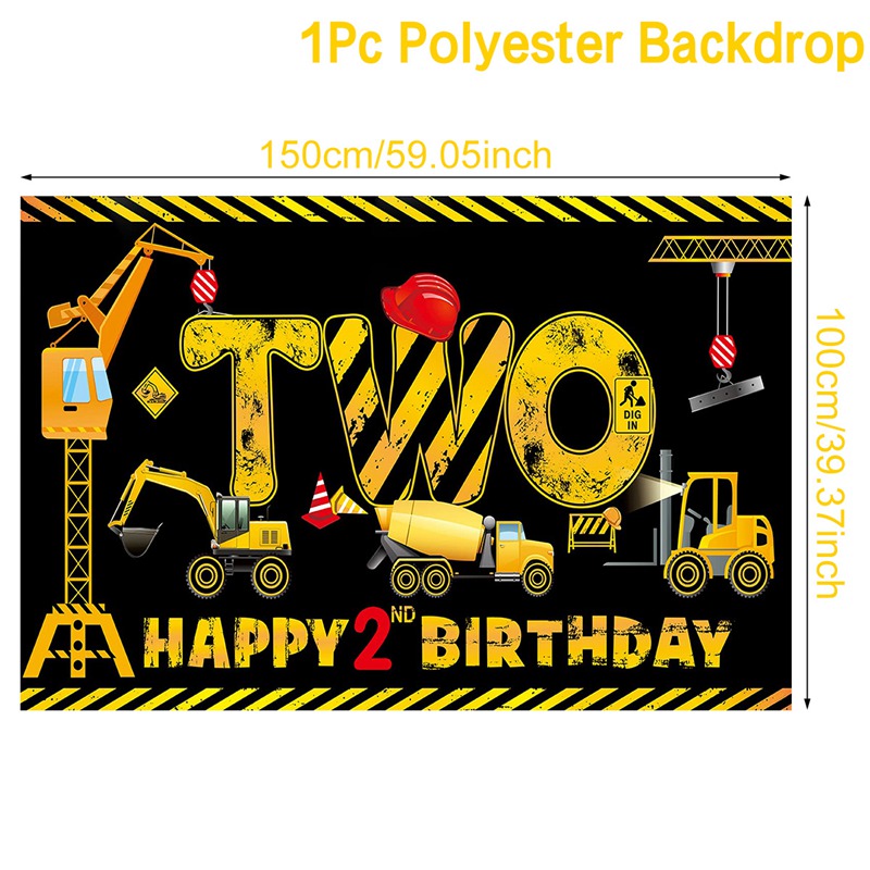 Construction Balloon Backdrop Disposable Tableware Birthday Decor Boy Excavator Truck Tractor Construction Birthday Party Decor