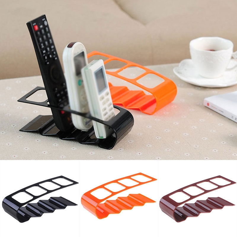 Soporte de plástico para TV, DVD, práctico marco de cuatro mandos a distancia, soporte para teléfono móvil, estante de hasta 4 unidades