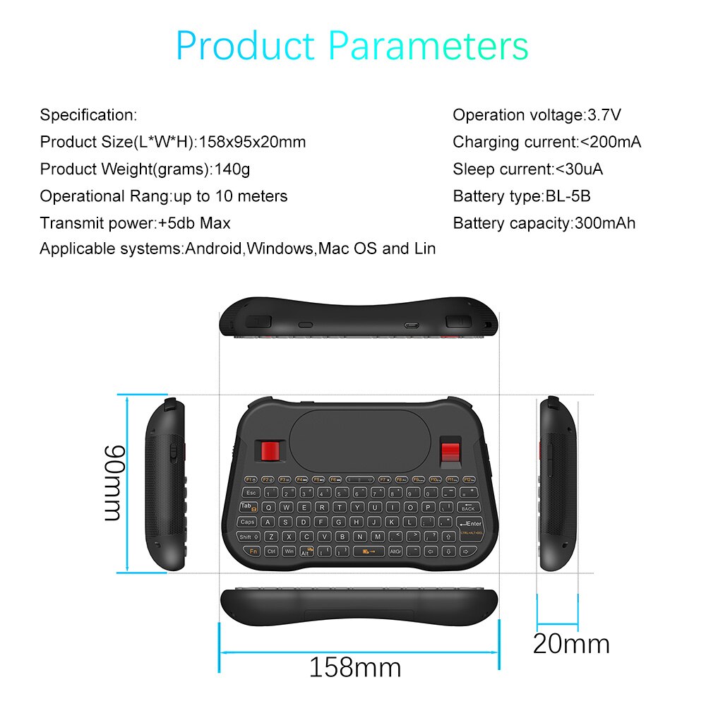 Air Mouse 2.4GHz Wireless mini keyboard 7 colors Backlit Russian English T18 Plus i8 + Touchpad Controller For Android TV BOX PC