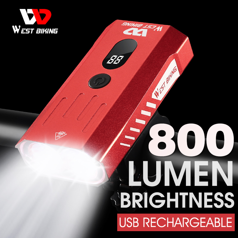 WEST BIKING – feu arrière de vélo IPX-5 étanche 800 Lumen, lampe torche USB LED, accessoires de cyclisme, vtt
