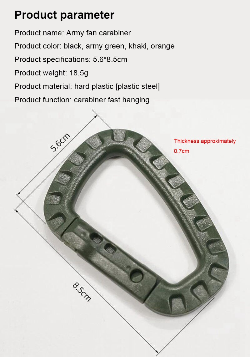 1pcs D Shape Mountaineering Buckle Snap Clip Plastic Steel Climbing Carabiner Hanging Keychain Hook Fit Outdoor