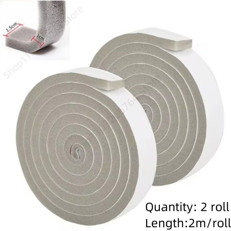 Bande d'étanchéité auto-adhésive en mousse pour porte et fenêtre, 4M (2 rouleaux), coupe-vent, insonorisée, coupe-froid, bande d'étanchéité anti-poussière: GRIS FONCÉ