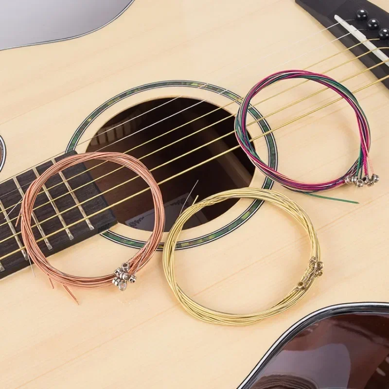 2023 Gekleurde Folk Gitaarsnaar Akoestische Gitaar Koperen Kern Snaren Kit Vervangende Onderdelen Muziekinstrument Accessoires