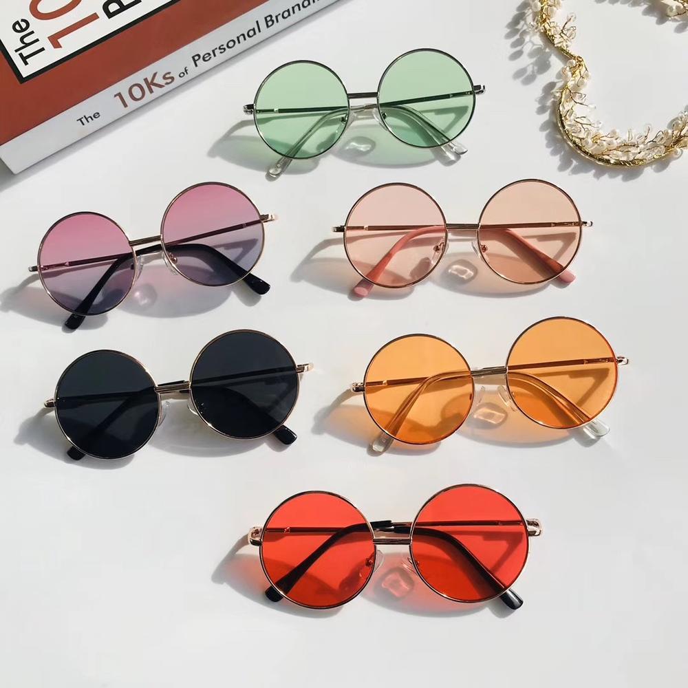 Gafas de sol redondas Retro para mujer, lentes de aleación para niños, montura para Conductor, accesorios para coche