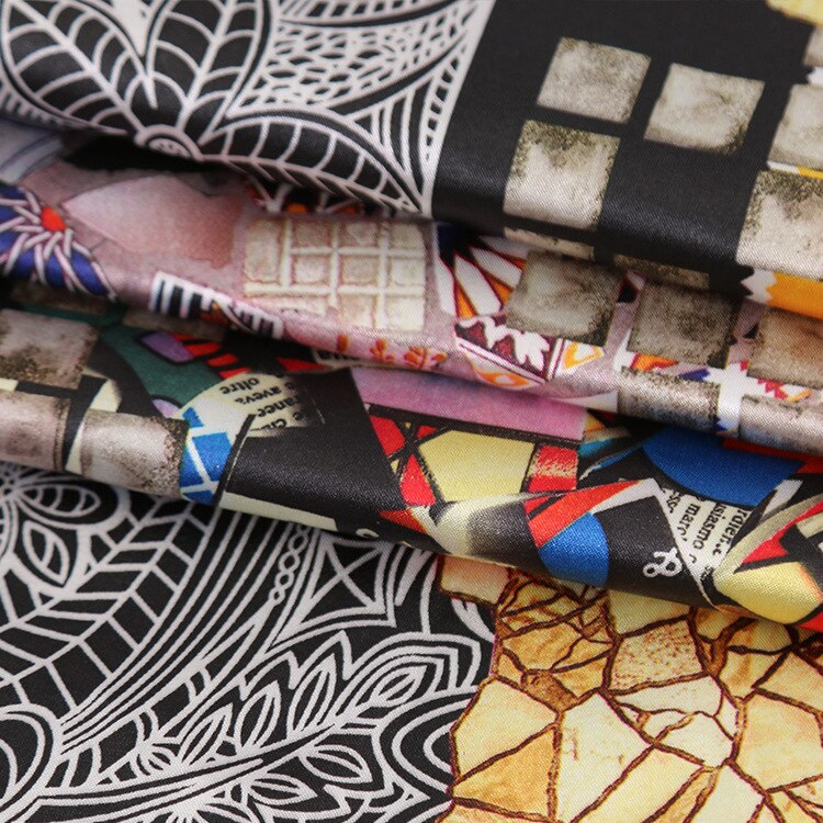 150 cm stretch satin printed fabric twill printed satin fabric material pajamas dress scarf stretch fabric cloth
