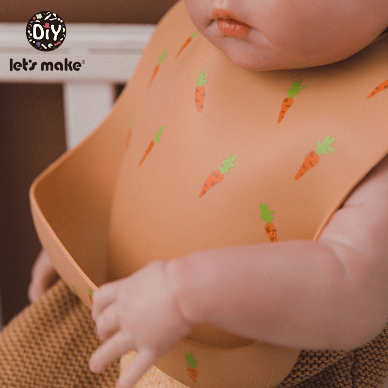 Let's Make-bavoir en Silicone pour bébé, serviette pour -né, ajustable, imperméable, bavoir pour bébé, doux, produit pour alimentation, 1 pièce