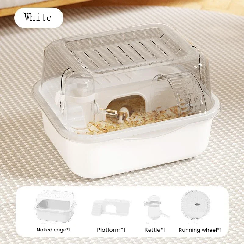 Jaula para hámster con botella de agua, jaula para hámster de doble capa, portátil, transparente, casa de hábitat para animales pequeños, ratones, casa para conejillos de indias: Verde claro