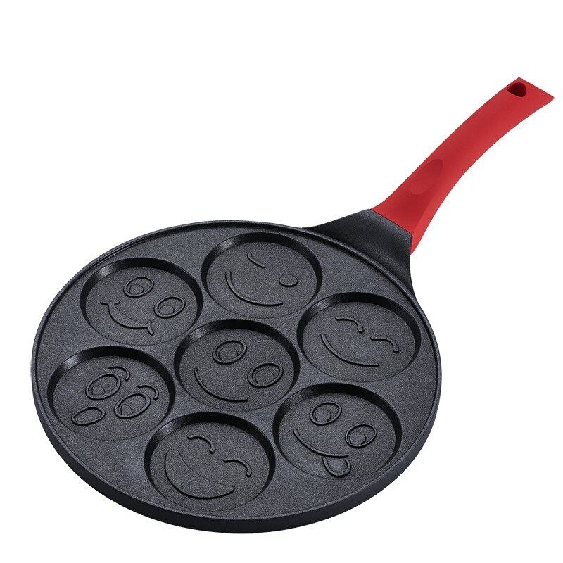 Aluminium Koekenpan Zeven-Hole Smiley Gezicht Animal Mold Pancake Omelet Pan Non-stick Ontbijt Ei Pot ZM1124