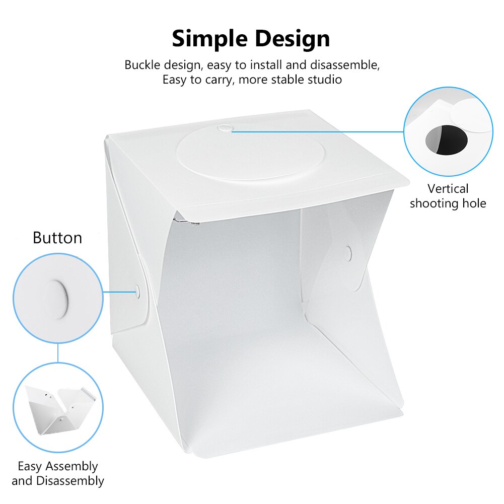 Upgrade 2 LED Panels Folding Photo Studio Lightbox Portable Photography Light Room Tent Softbox Backdrop for Digital DSLR Camera