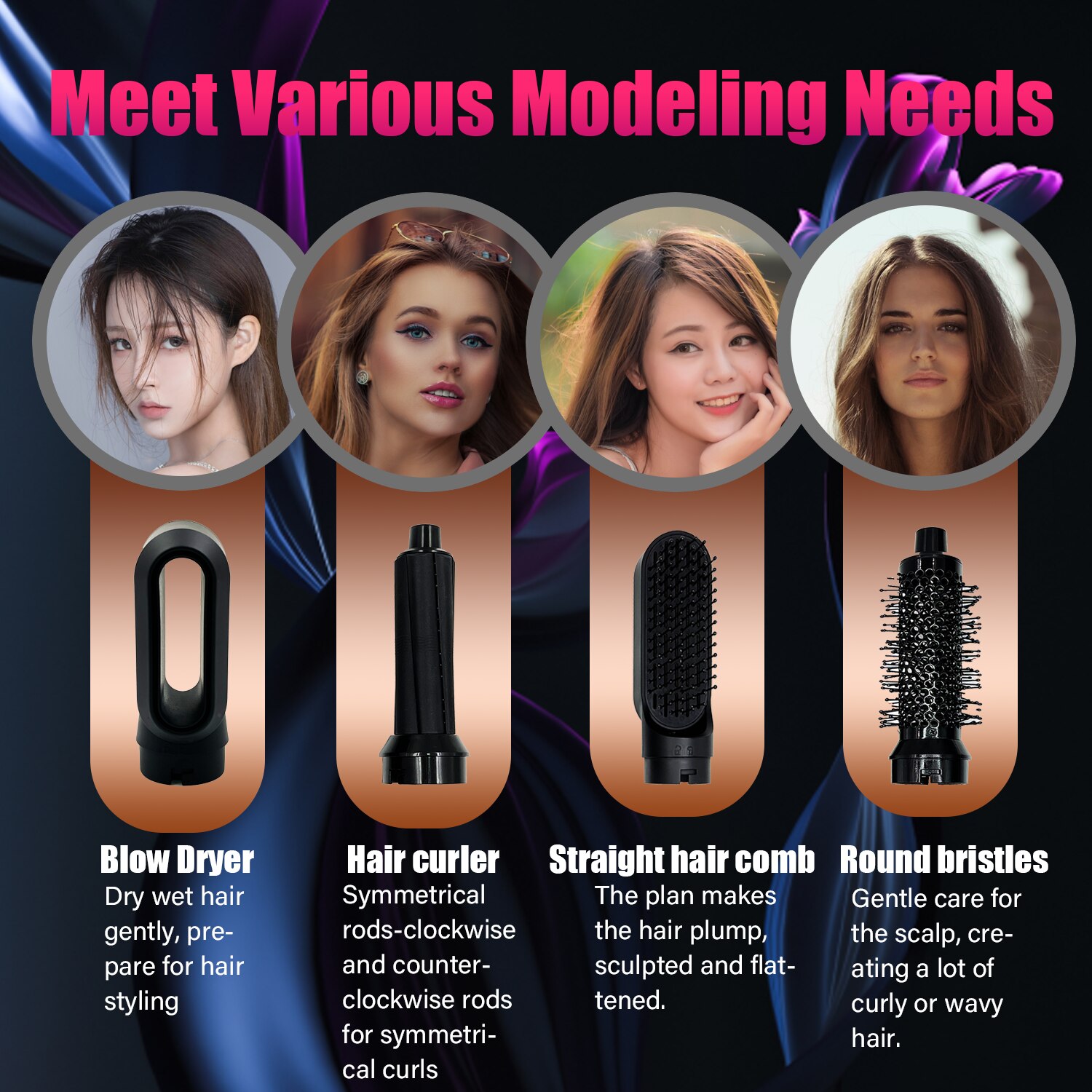 Elektrische Haar Roterende Borstel Haardroger Föhn Blow Haar Krultang Styling Tools 5 In 1 Air borstel