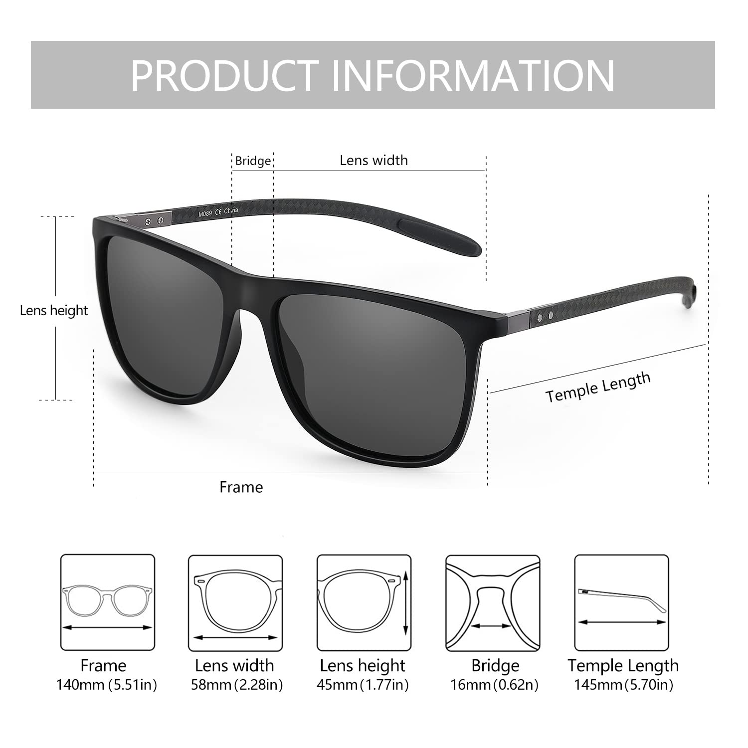 ZENOTTIC gafas de sol polarizadas cuadradas para hombres gafas de sol ultraligeras de fibra de carbono para conducir, pescar, deportes de Golf protección UV400