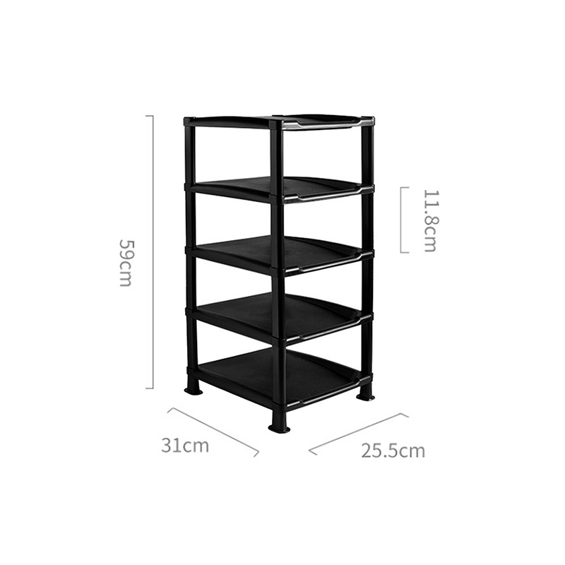 DIY Assembly 6 Layers Stackable Shoe Organizer Shoe Shelf Shoe Rack Stand Space Saving Shoe Hanger Shoe Box Cabinet storage: Black A