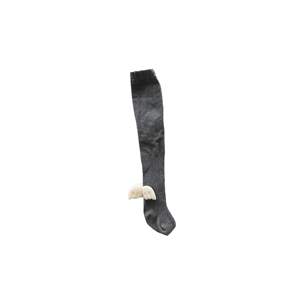 Mise au point 0-8Y automne hiver bébé filles collants ange ailes couleur unie câble tricot Leggings doux coton collants: Gris foncé / 6 to 8 Years