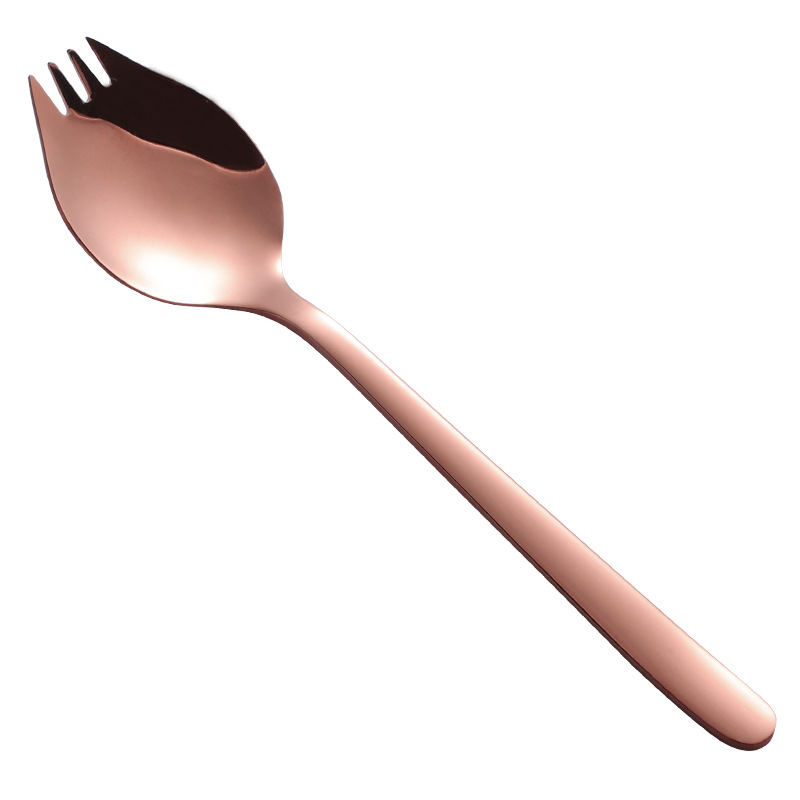 Lightweight Stainless Steel Forks Spoon For Camping Dessert Fork Non-toxic Salad Spoons Non-Corrosive Durable: Rose gold
