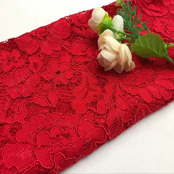 French African Lace Fabric 150CM Diy Handmade Exquisite Eyelash Embroidery Lace Fabric Clothes For Wedding Dress Accessories: Red