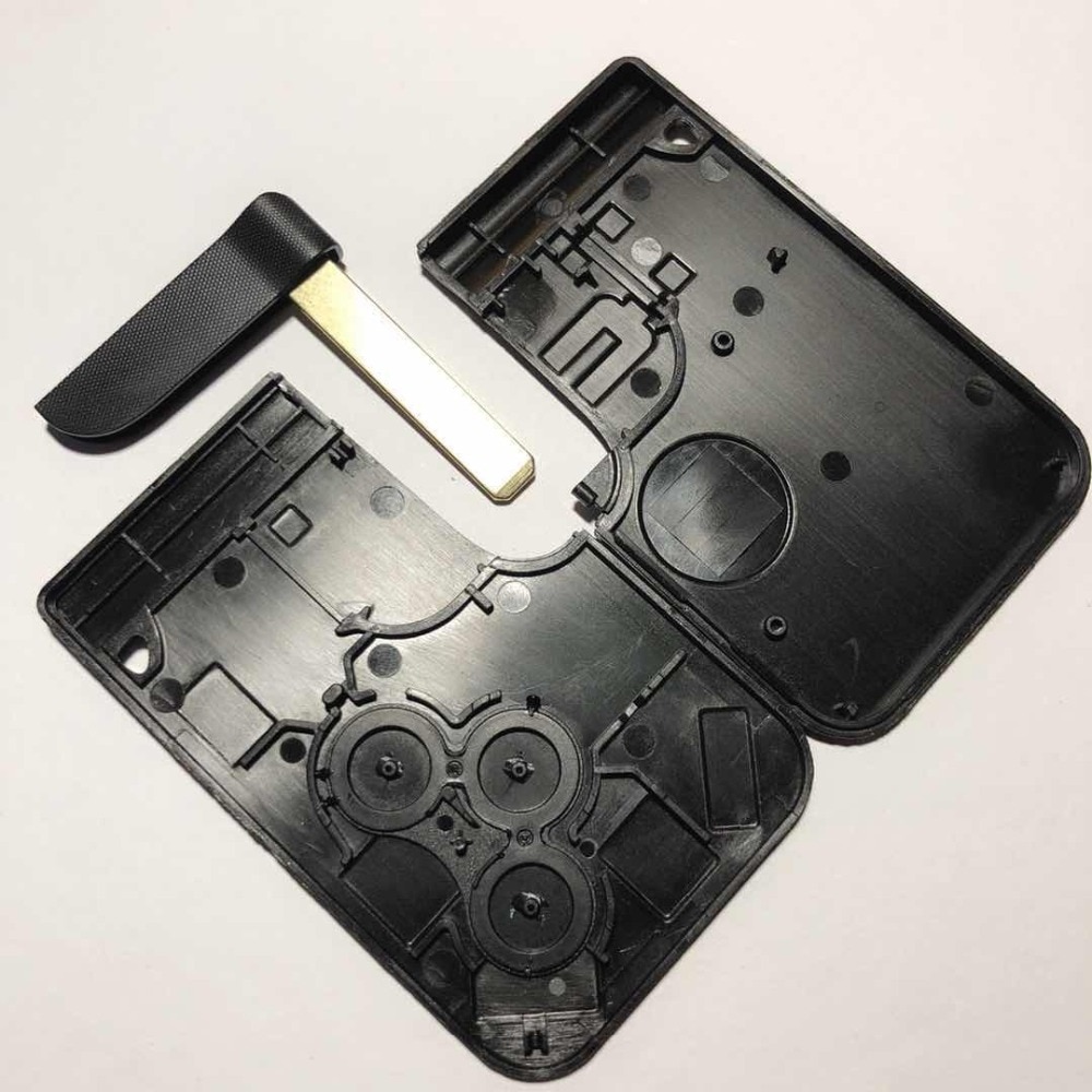 Replacement 3 Button Smart Card For Renault Clio Logan Megane 2 3 Koleos Scenic Card Case Black Car Key Fob Shell With Small Key