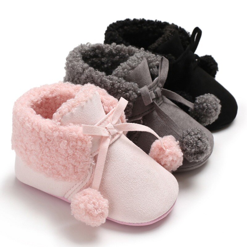 Winter Soft Plush baby Booties Infant Anti Slip Snow Boots super Warm ball Baby Girl Boy Boots Soft Sole