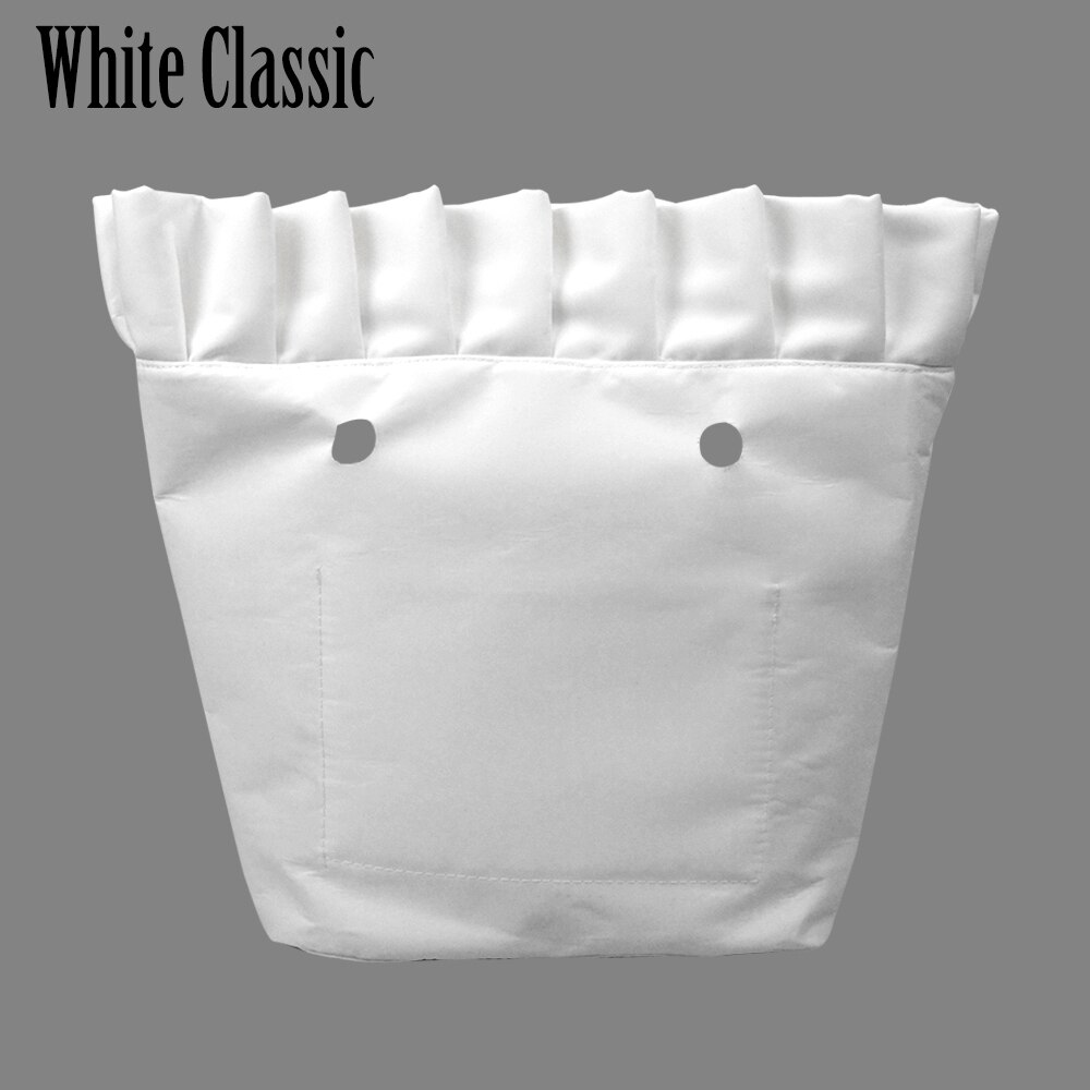 Tanqu Frill Pleat Soild Fabric Waterproof Inner Lining Insert Zipper Pocket for Classic Mini Obag Inner Pocket for O Bag: white classic