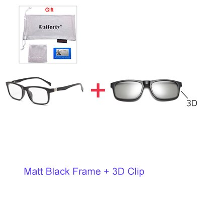 Ralferty student 5 in 1 magnetisk solbrille børn børn klip på briller  tr90 optiske recept briller stel 3d brille  tr8006: 1 ramme 3d klip