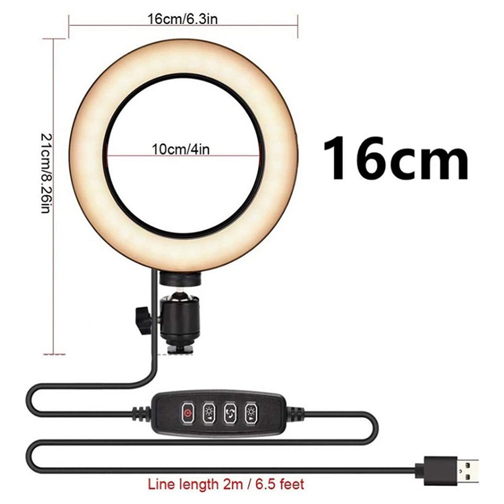 6 inch LED Ring Light with Stretchable Tripod Stand Light Ring Dimmable Table Circular light for Selfie Makeup