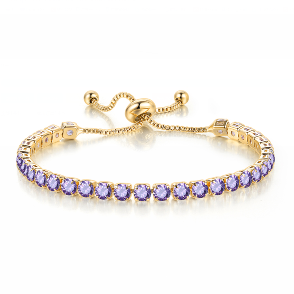 Tennis Armbanden Voor Vrouwen Shining Wit Goud Kleur Single-Layer Zirkoon Verstelbare Slider Gesp Bedelarmband Mode-sieraden: Reddish Brown