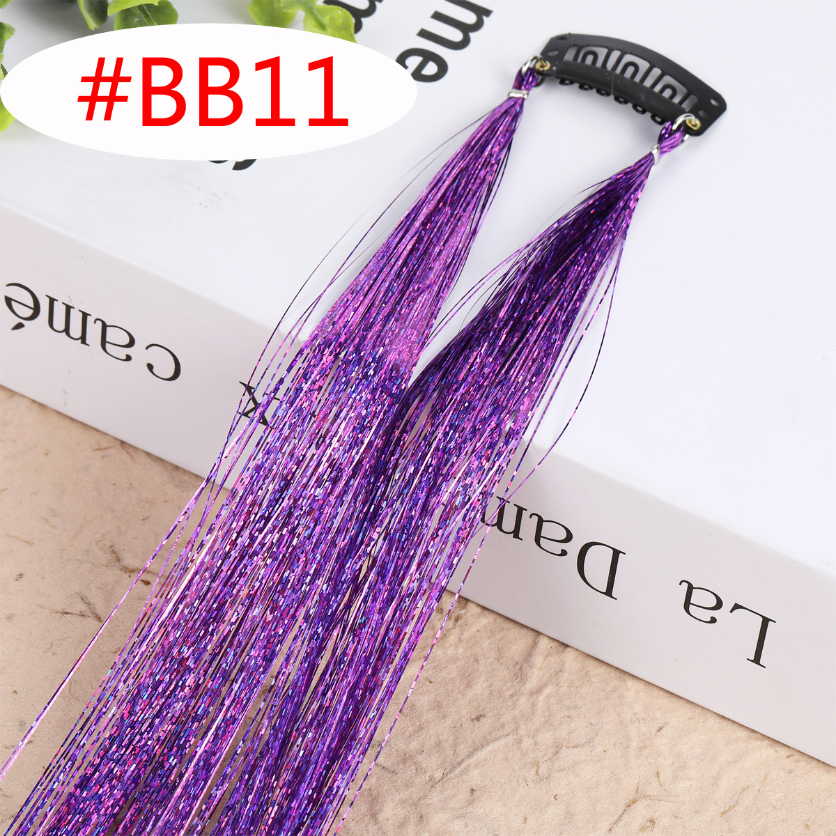 20 Colors Long Straight Hair Tinsel Bright Hair Extention Glitter Clip Hairpiece Sparkling Shiny Clip In Hair Tinsel Tools: 1pc colorBB11