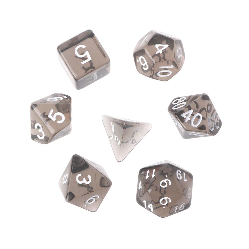 7Pcs Clear Polyhedral Game Dice Voor Dragon Pathfinder D20 D12 2xD10 D8 D6 D4: BK