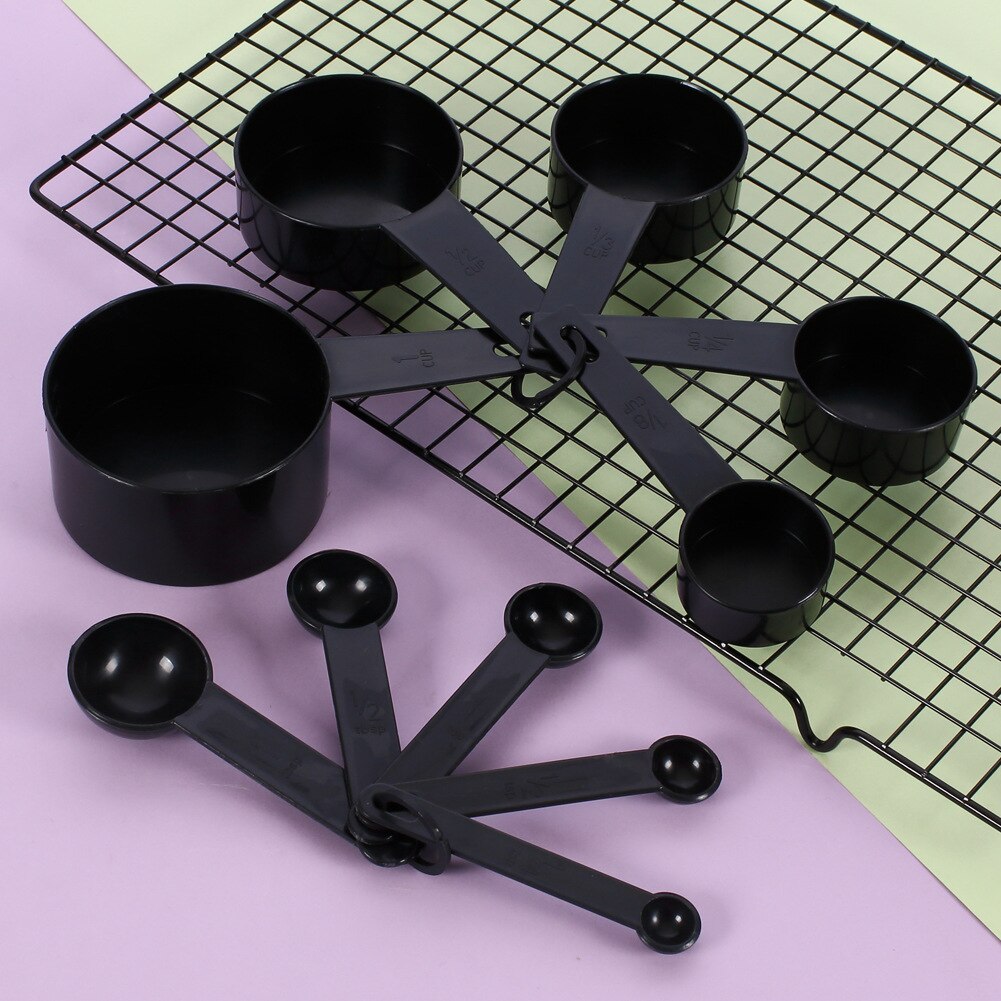 10 cucharas medidoras unids/set cuchara de medir de plástico cuchara de medir útil para hornear pasteles de azúcar cuchara de cocina herramientas de medición para hornear herramientas de panadería: black