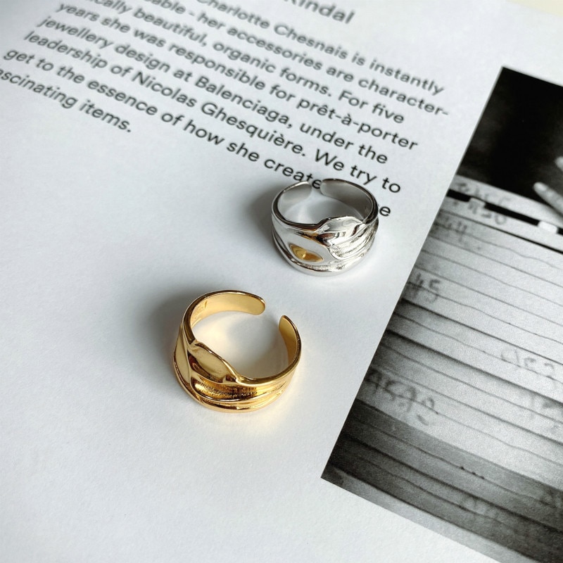 S'steel 925 sterling sølv ringe til kvinder enkle uregelmæssige guldring anillos plata 925 til mujer bague argent fine smykker