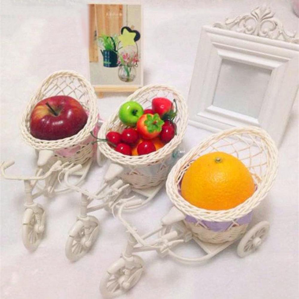 Cesta de flores de ratán, jarrón, triciclo, modelo de bicicleta, hogar, jardín, decoración del banquete de boda, decoración romántica y encantadora, figuritas en miniatura