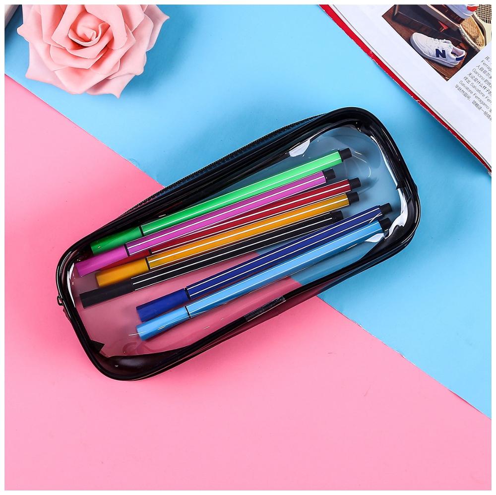 Simple Style Transparent PVC Pencil Case Korean Stationery School Office Supplies Pouch